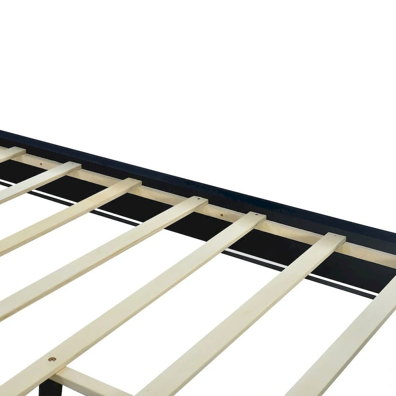 Lit plateforme capitonné Queen Size avec tête de lit capitonnée à points de traction