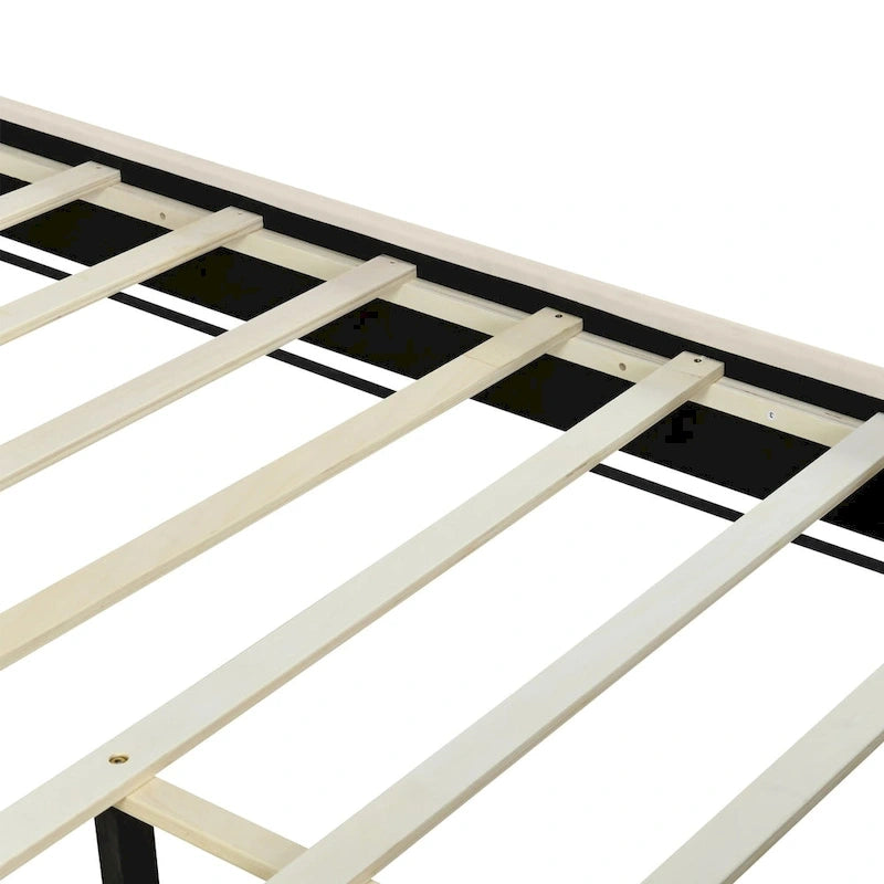 Lit plateforme capitonné Queen Size avec tête de lit capitonnée à points de traction