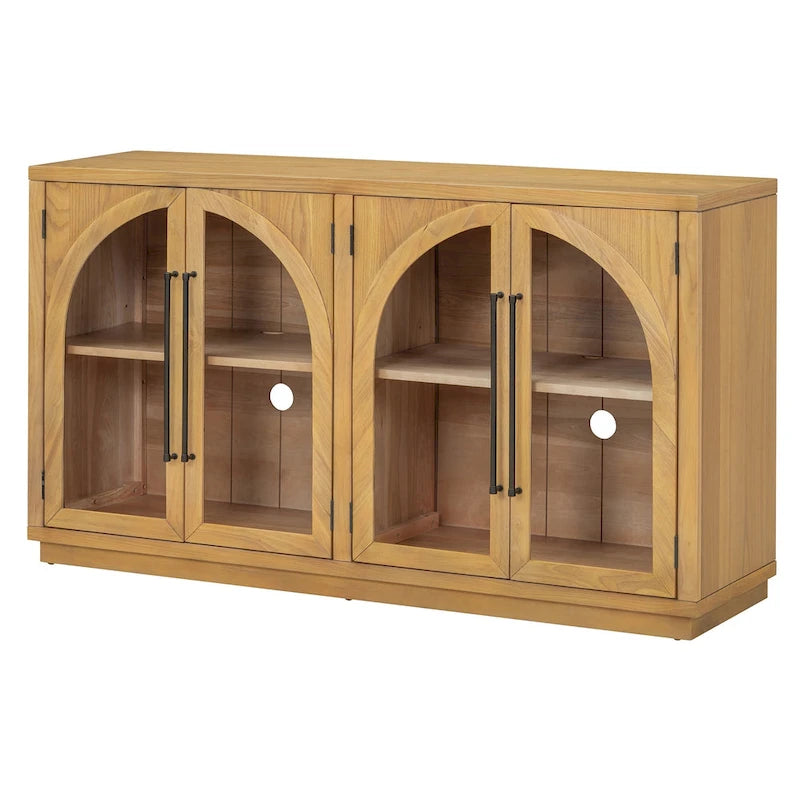 60 buffets de ferme vintage à 4 portes avec grande capacité de rangement, poignées en métal et étagères réglables
