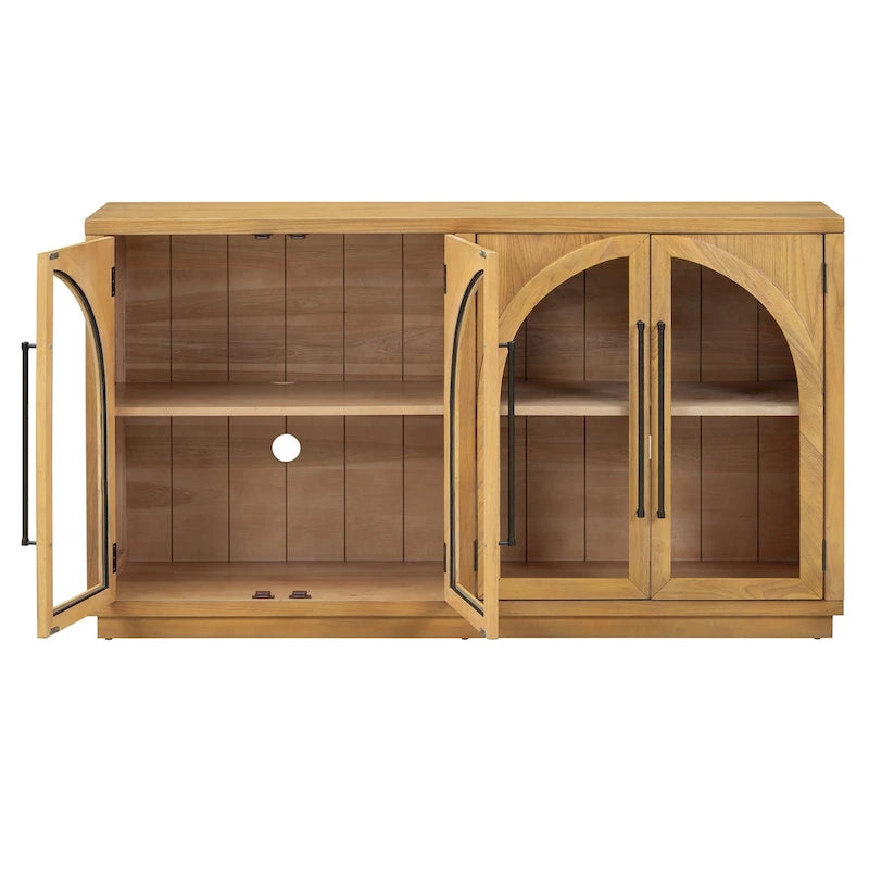 60 buffets de ferme vintage à 4 portes avec grande capacité de rangement, poignées en métal et étagères réglables