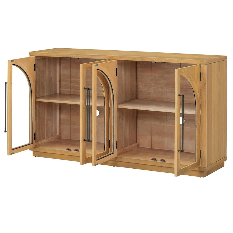 60 buffets de ferme vintage à 4 portes avec grande capacité de rangement, poignées en métal et étagères réglables