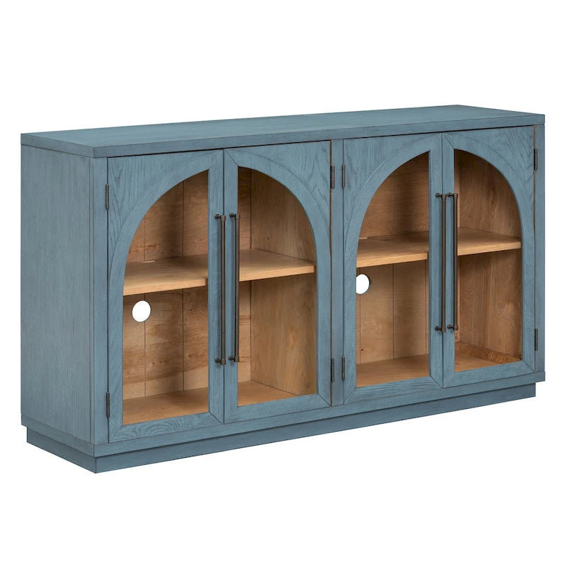 60 buffets de ferme vintage à 4 portes avec grande capacité de rangement, poignées en métal et étagères réglables
