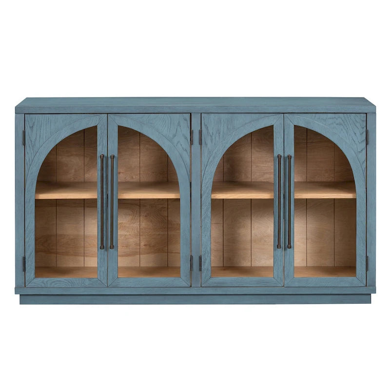 60 buffets de ferme vintage à 4 portes avec grande capacité de rangement, poignées en métal et étagères réglables