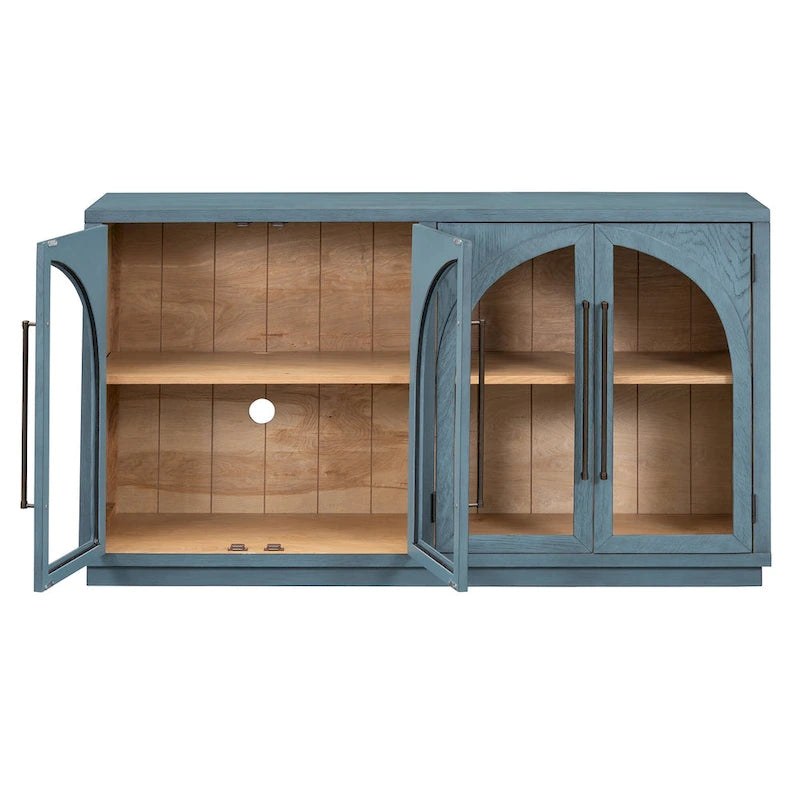 60 buffets de ferme vintage à 4 portes avec grande capacité de rangement, poignées en métal et étagères réglables