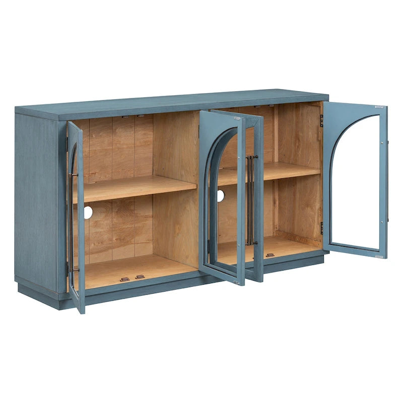 60 buffets de ferme vintage à 4 portes avec grande capacité de rangement, poignées en métal et étagères réglables