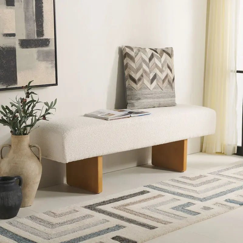 Banc bouclette Safavieh Home Ryer - 60Wx16Dx19H