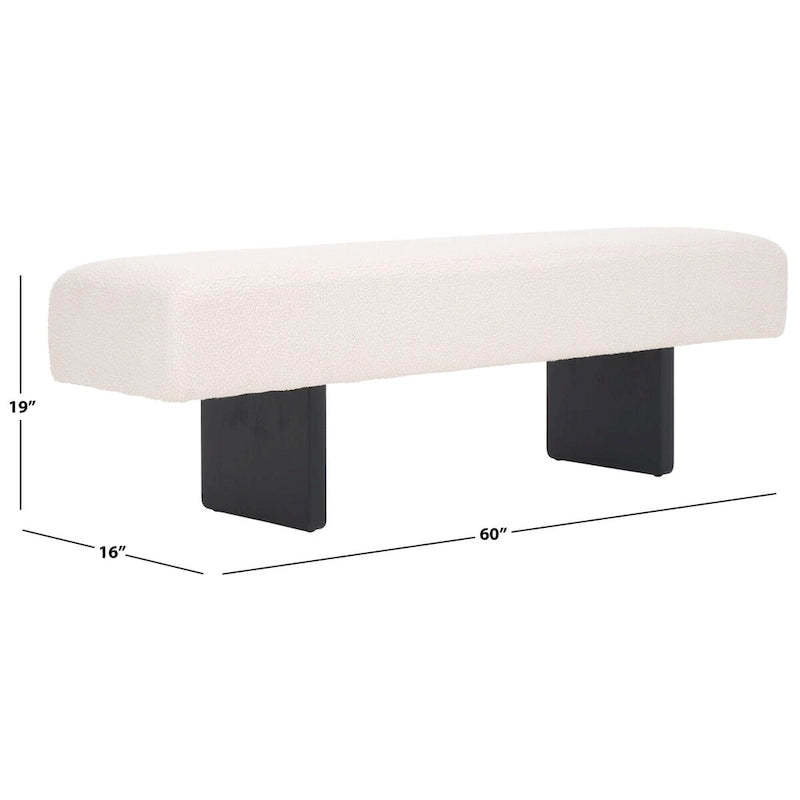 Banc bouclette Safavieh Home Ryer - 60Wx16Dx19H