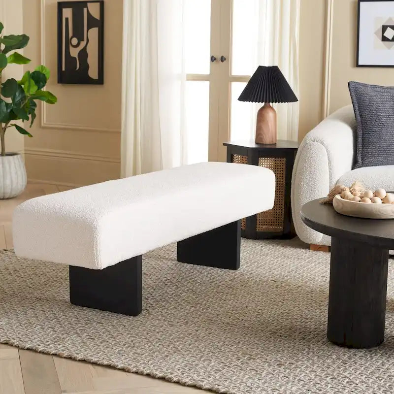 Banc bouclette Safavieh Home Ryer - 60Wx16Dx19H
