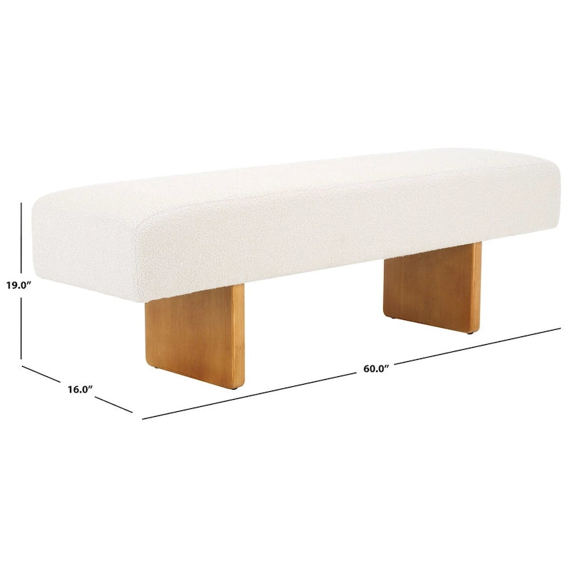 Banc bouclette Safavieh Home Ryer - 60Wx16Dx19H