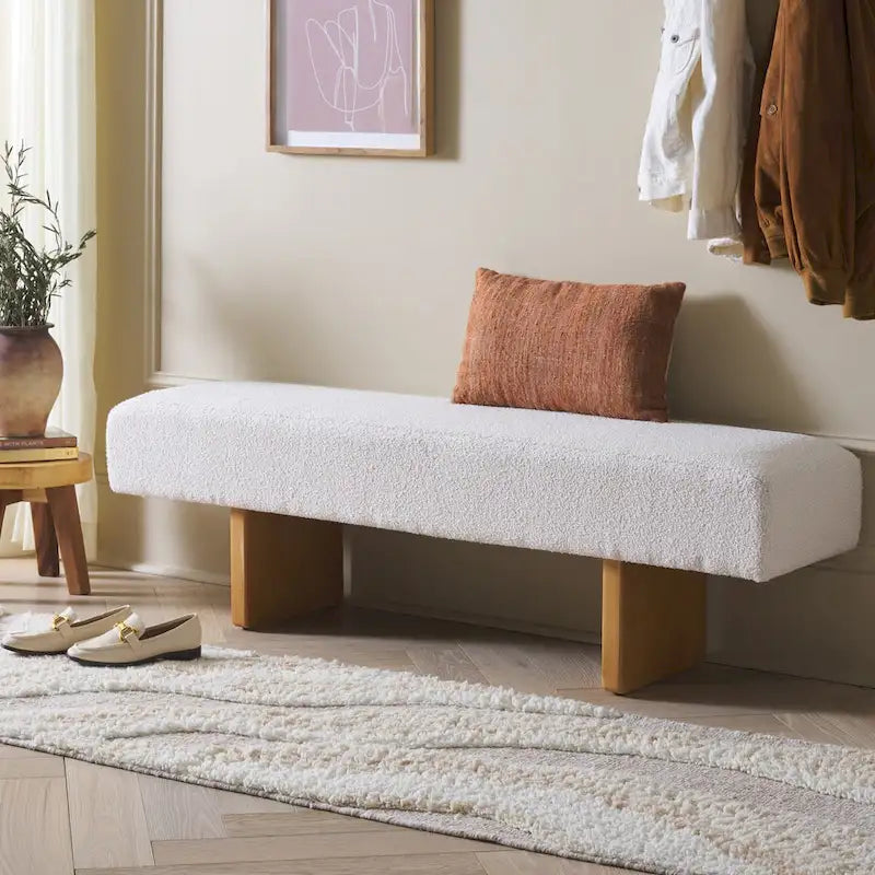 Banc bouclette Safavieh Home Ryer - 60Wx16Dx19H