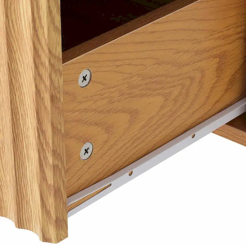 Commode 3 tiroirs, meuble de rangement avec panneau en forme de vague en bois