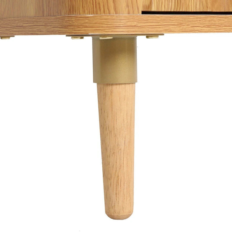 Commode 3 tiroirs, meuble de rangement avec panneau en forme de vague en bois